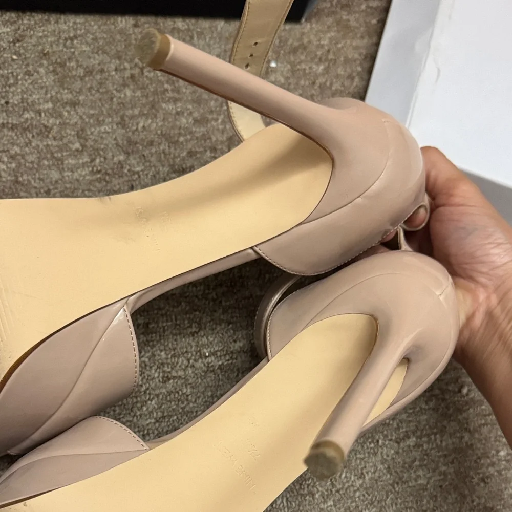 Nine West Nude Patent Platform Ankle-Strap Heel